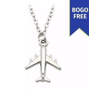 Silver Airplane Jet Traveler Wanderlust Necklace